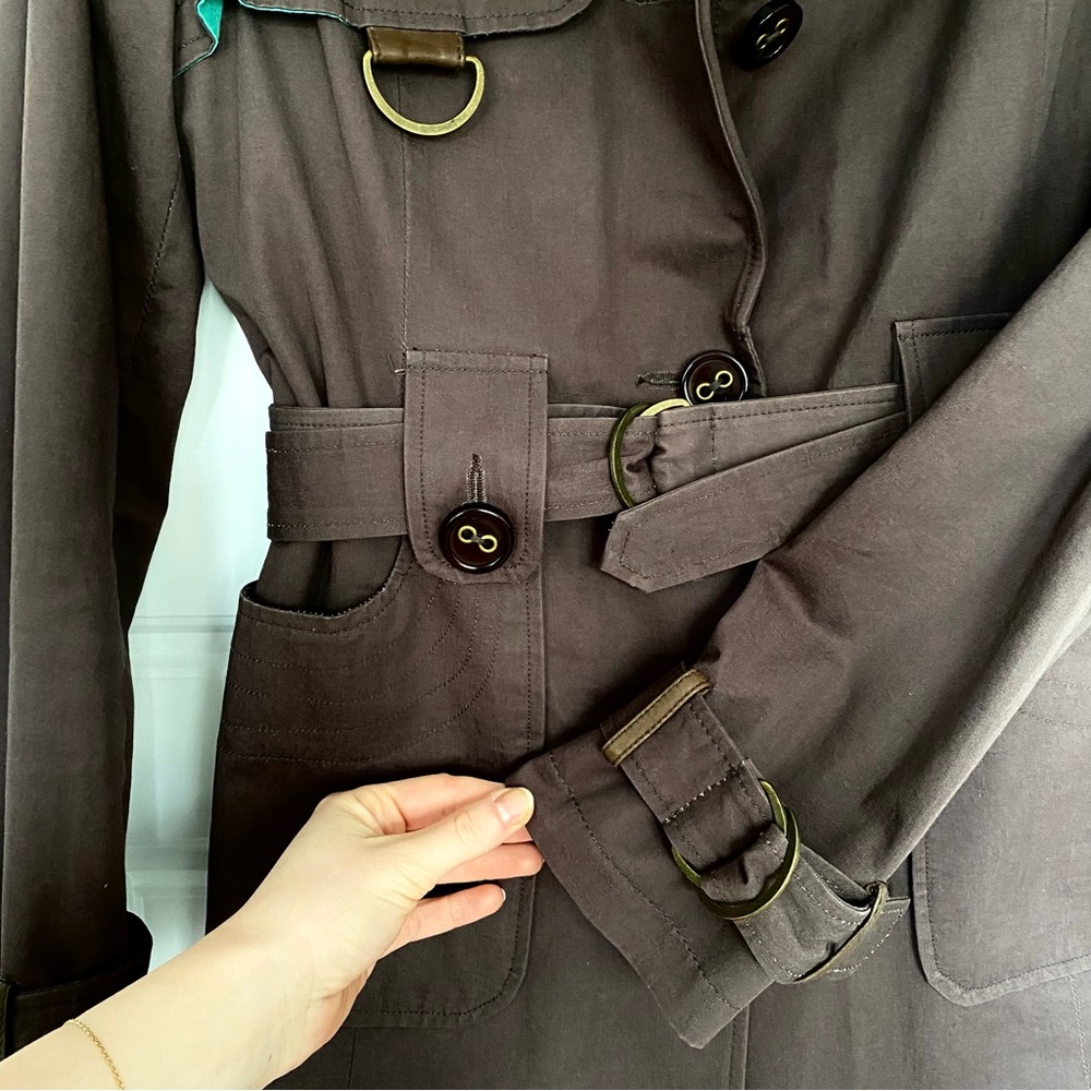 Mackage Brown Canvas & Leather Convertible Trench Coat / Vest - Picture 4 of 15